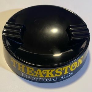 Theakston melamine ashtray, vintage,GUC 6 1/2”x2 “ Made in England for your cave